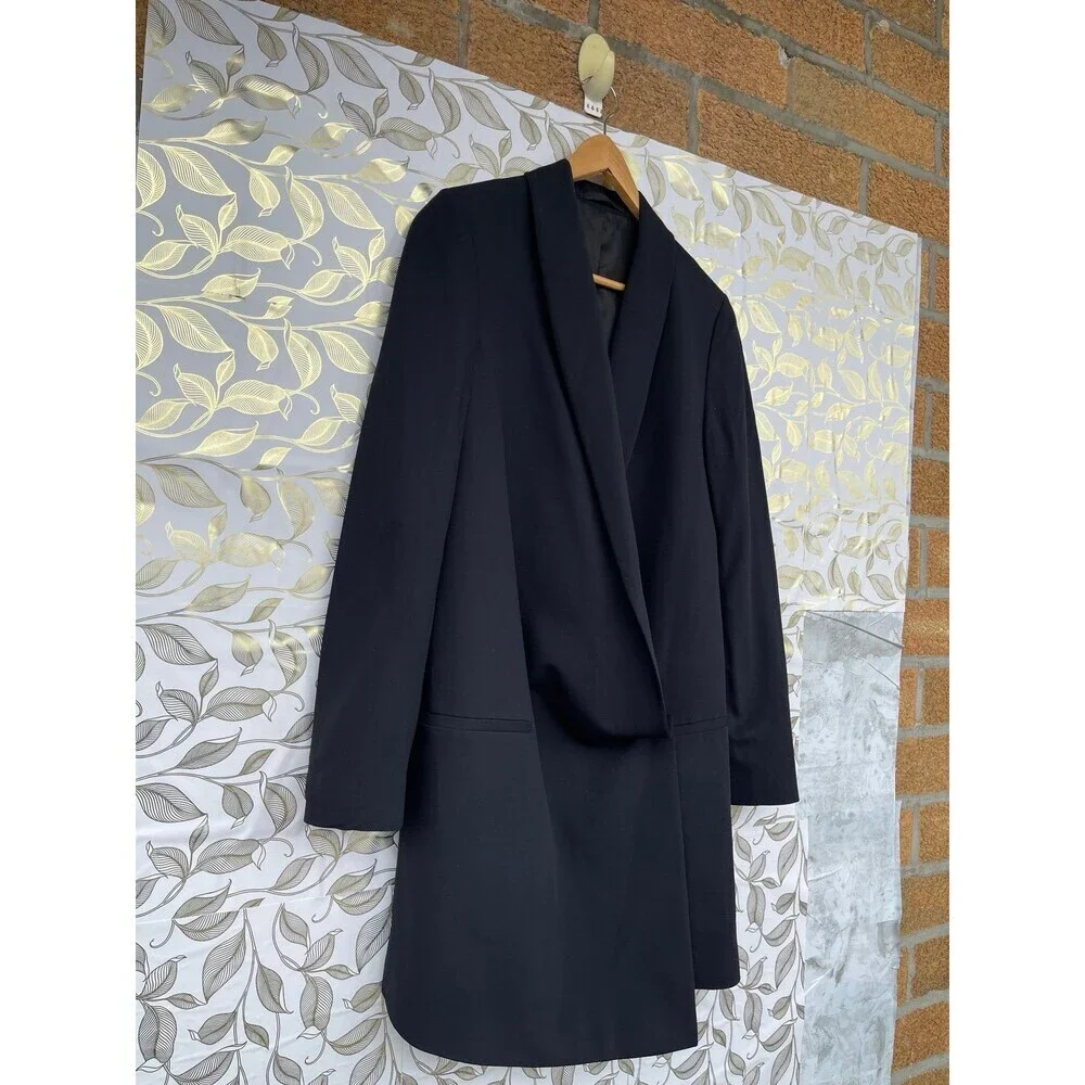 AllSaints Verne Draped Blazer Dress - Avant Garde Asymmetric - Black EU 36